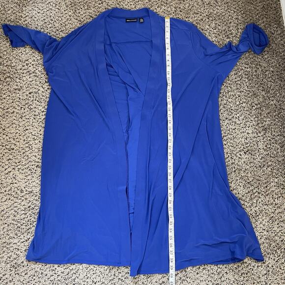 NINA LEONARD Blue Jersey Knit Stretch Duster Cardigan Kimono Lace Up Back Sz 3X - Picture 11 of 11
